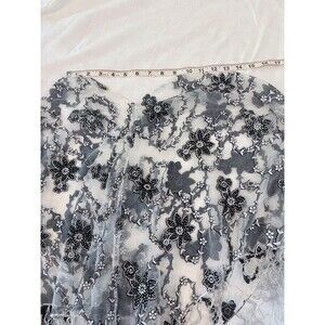 Women's Black And White Elegant Lace  Shawl With Fringe